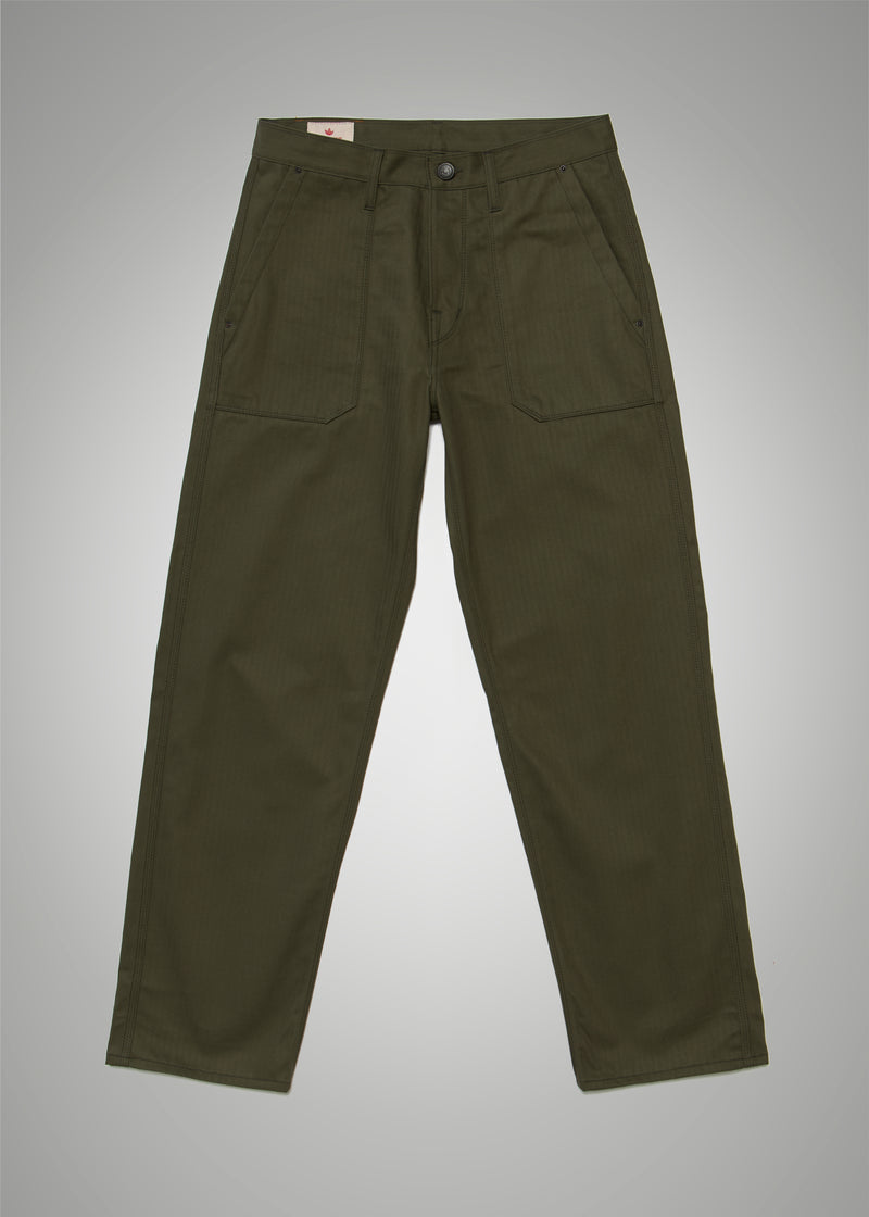 Trench Trousers - Olive Herringbone