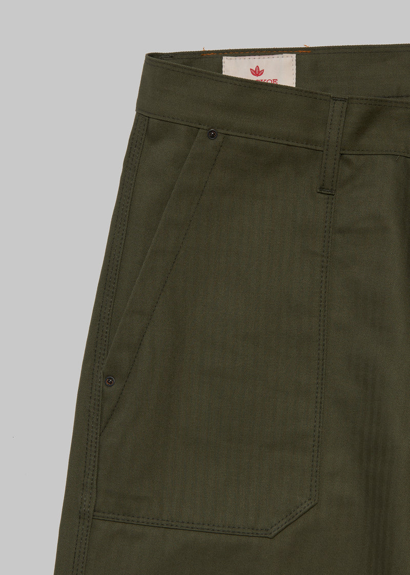 Trench Trousers - Olive Herringbone