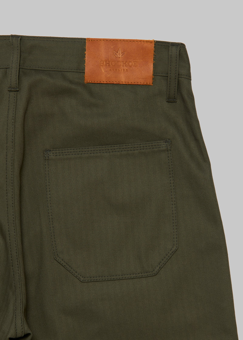 Trench Trousers - Olive Herringbone