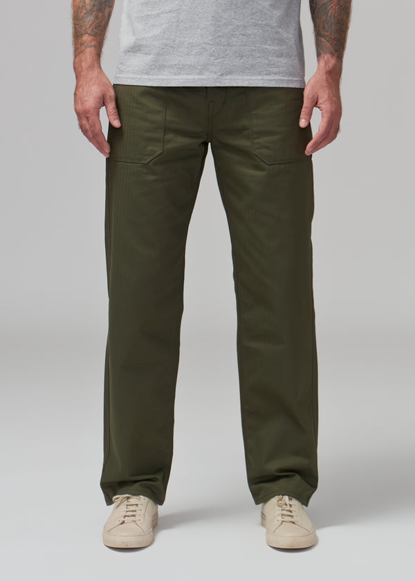 Trench Trousers - Olive Herringbone