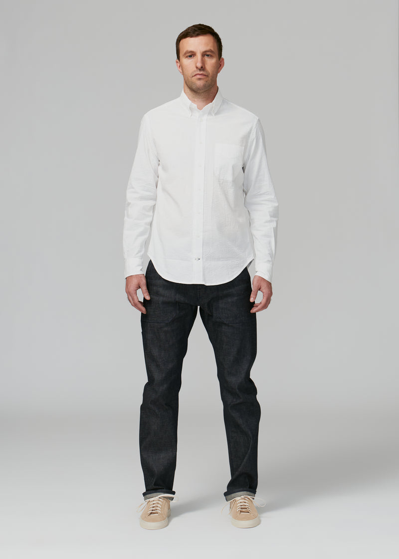 Gitman White Seersucker Shirt